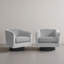 Velvet Upholstered Swivel Barrel Chair-2040480581