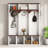 Farmhouse Style Wooden Entryway Tree With Arched Design, Practical With 5 Black Hooks, Simple 4-in-1 Entryway Shoe Cabinet With 7 Storage Compartments For Entryway And Living Room