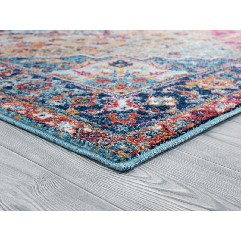 Tapis oriental bleu / brun Cédric, Tapis de couloir 2 pi 7 po x 7 pi 2 po