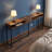 70.9-inch Console Table With Outlet And Shelves - Sofa Table With Charging Station, Skinny Behind Couch Table, Entryway Table For Hallway And Living Room, Rustic Brown And Ink Black