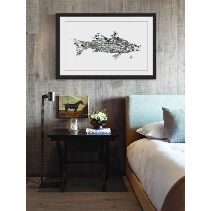 Gyotaku Japanese Fish Art Framed Canvas Print, 30" x 45"