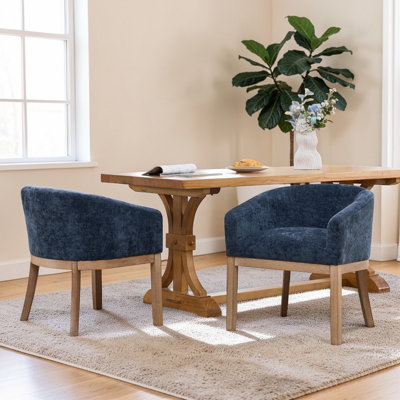 Kanalu Mid Century Modern Upholstered Barrel Dining Chairs With Arms
