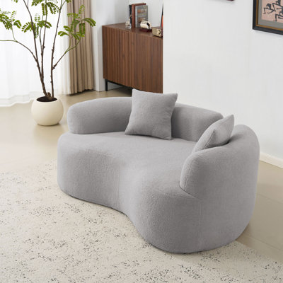 Curved Velvet Loveseat With 2 Pillows