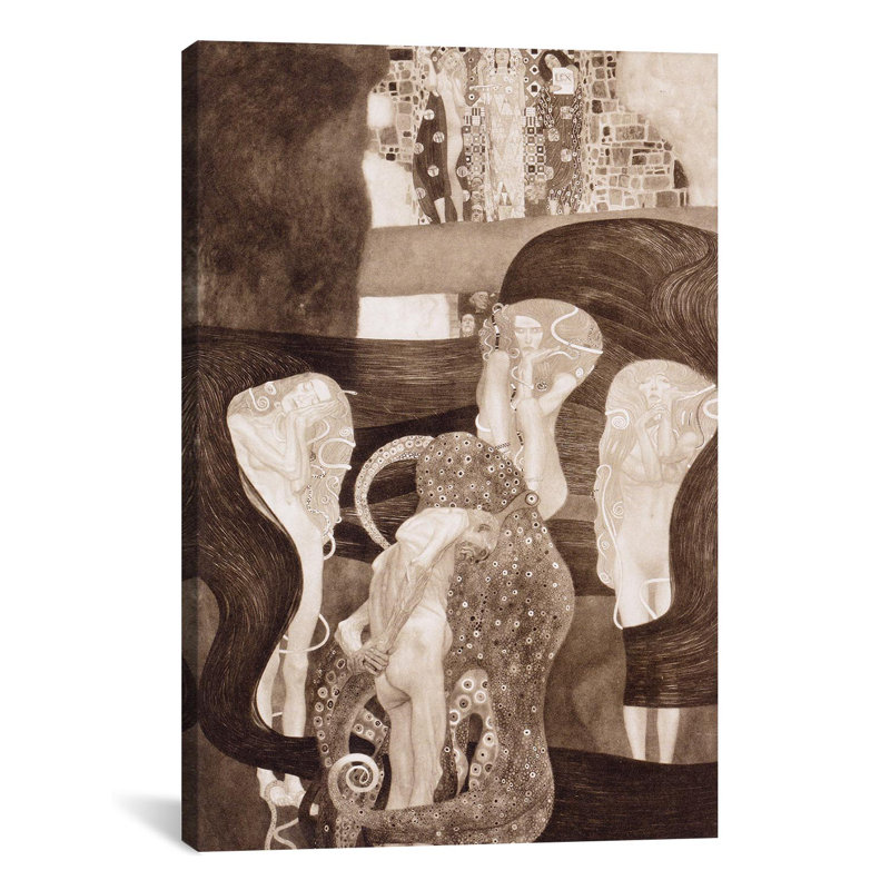 « jurisprudenz » par gustav klimt,, reproduction d’art sur toile, H 12 po x l 8 po x P 0,75 po, Toile tendue, Pas de tapis