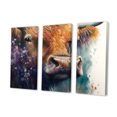 Buffalo In The Wild II - 3 pièces sur toile