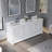 84''W Solid Wood Frame Bathroom Vanity With Pure White Culutered Marble Countertop And Double Sink-648114443