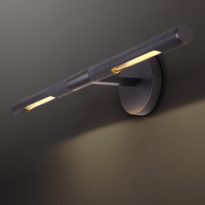 Dimmable Wall Sconce 360° Rotatable Picture Light (Bulbs Included), 24" H x 24" W x 3" D, Matte Black