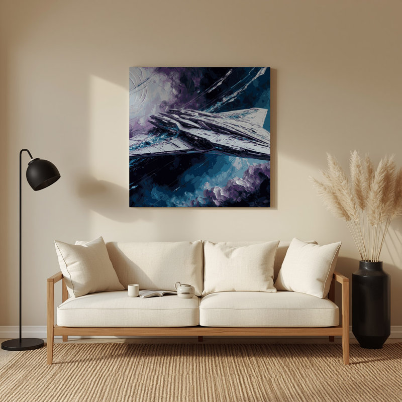 «Space Futuristic vaisseau spatial», art mural en métal gris