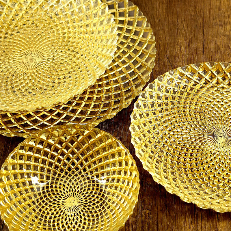 Vaisselle en verre doré Pina, Doré, 24