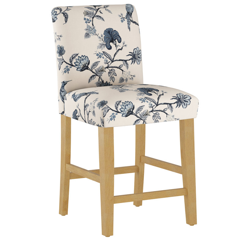Hadrien Bar & Counter Stool, Counter Stool (26" Seat Height), Natural Wood, Shaana Indigo