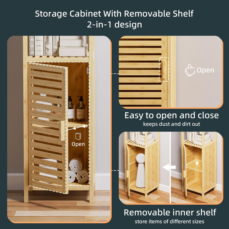 Taylorstown Bamboo Freestanding Linen Cabinet, Natural