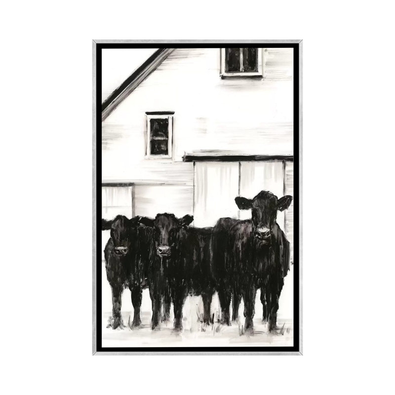 «Stand Around I» par Ethan Harper - reproduction d'art, H 26 po x l 18 po x 1,5 po, Toile avec cadre argenté, Pas de tapis