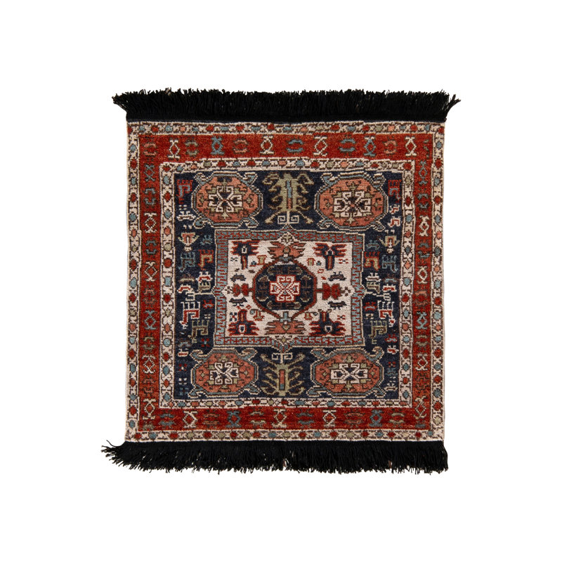 Rug & Kilim’S Tribal Square Rug In Red And Blue Geometric Pattern, Rectangle 4' x 5'