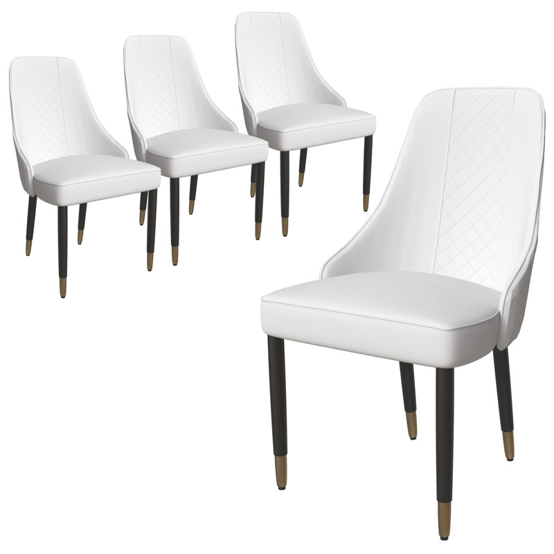 Chaise d'appoint de salle à manger Calume, Ensemble de 4, Blanc