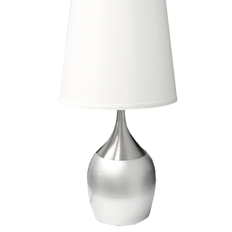 Lampe de table 24 po avec abat-jour blanc 24 po, Argent argent