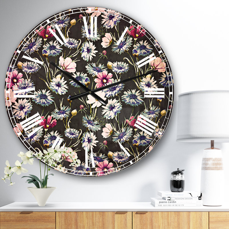 Fleurs de maïs multicolores - horloge murale traditionnelle, Moyen