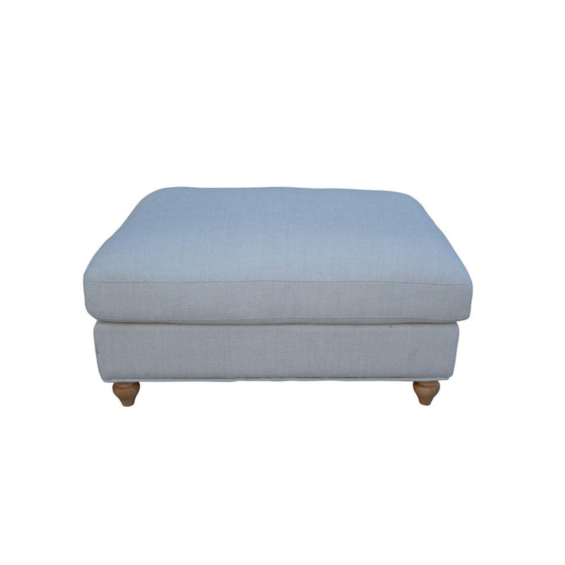 Velvet Ottoman, Beige Linen