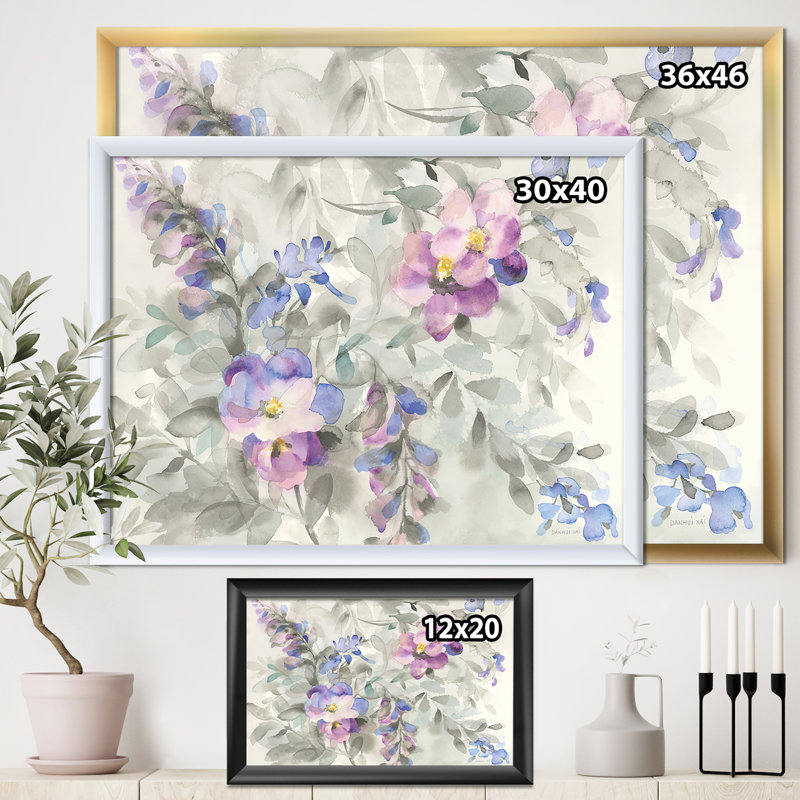 " Garden Dreams Flower ", White Framed, 30" H x 40" W x 1.5" D