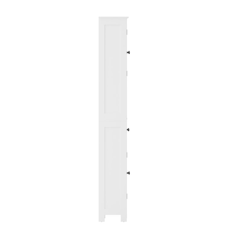 White Engineered Wood Bathroom Linen Tower with Adjustable Shelves