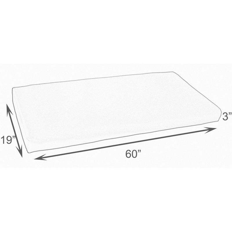 Outdoor 3'' Bench Cushion, 3" H x 60" W x 19" D, Polyester