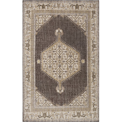 Tapis oriental gris / brun en laine noué à la main Elsea