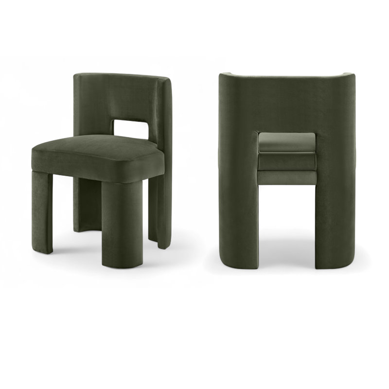 Chaise rembourrée en tissu performance velours Zuno, Velours vert
