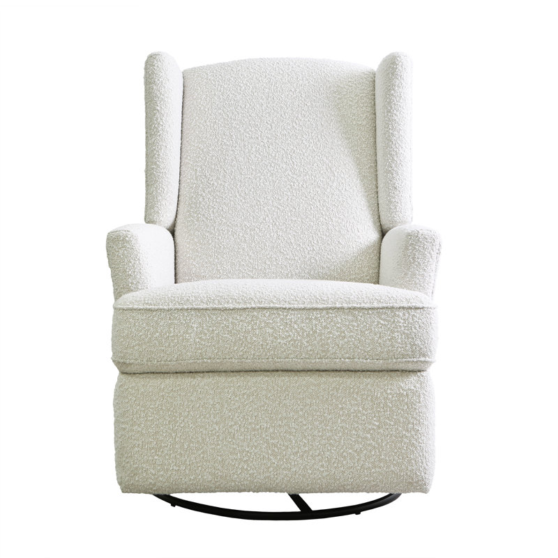 Swivel Reclining Glider, Cream Boucle