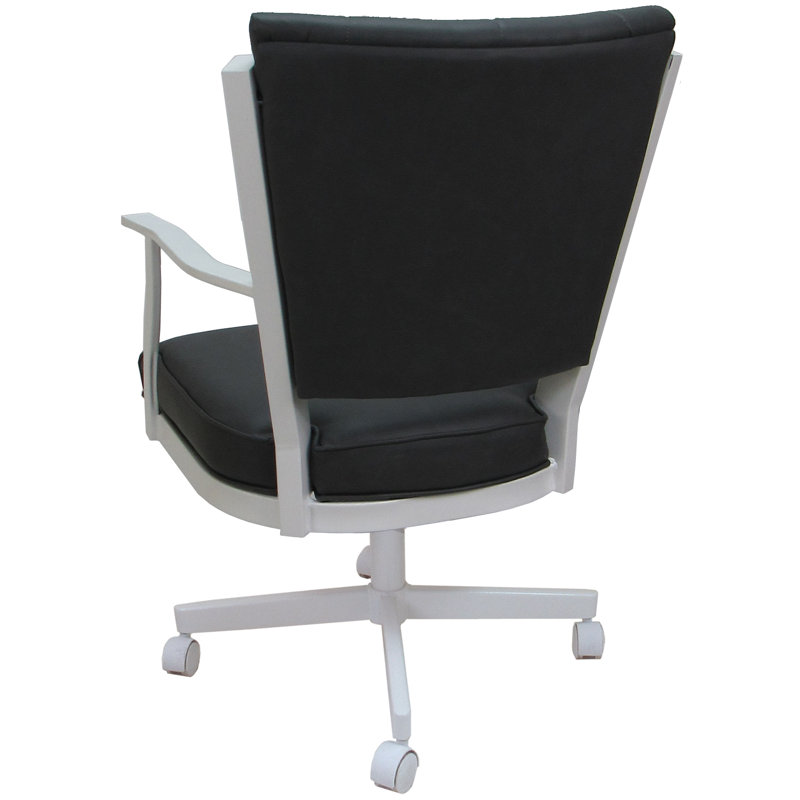 Danyael Metal Dining Caster Chair with Arms, Gray, White