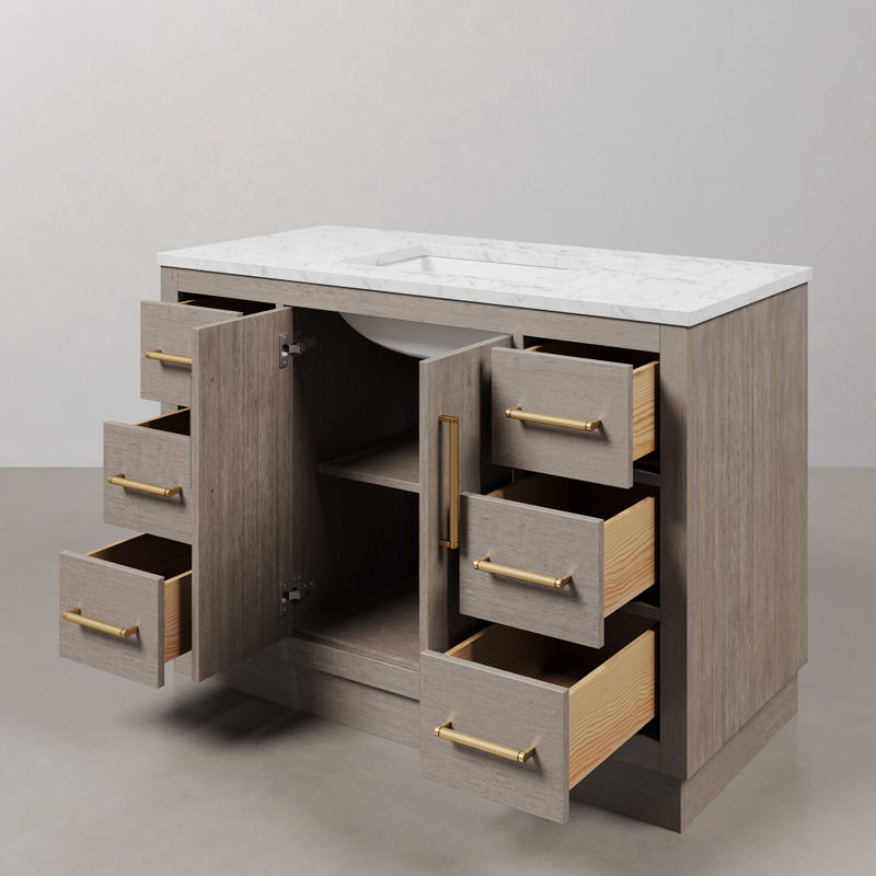 Hugo 48'' W Single Vanity, Satin Gold