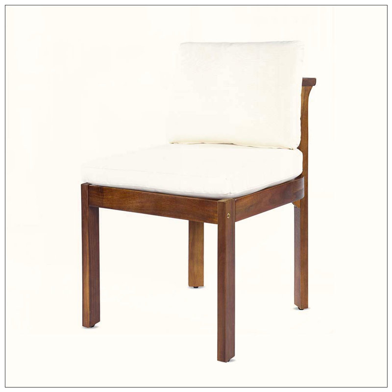 Chaise d'extérieur en bois d'acacia, Brown+Cream-2pieces