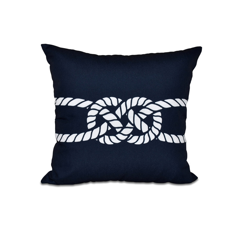 Nautical Nights Outdoor Reversible Throw Pillow, Navy Blue, 20" H x 20" W