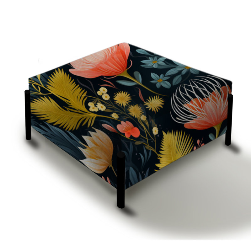 Vibrant Coastal Botanic Coastal Motif - Grand repose-pieds carré floral