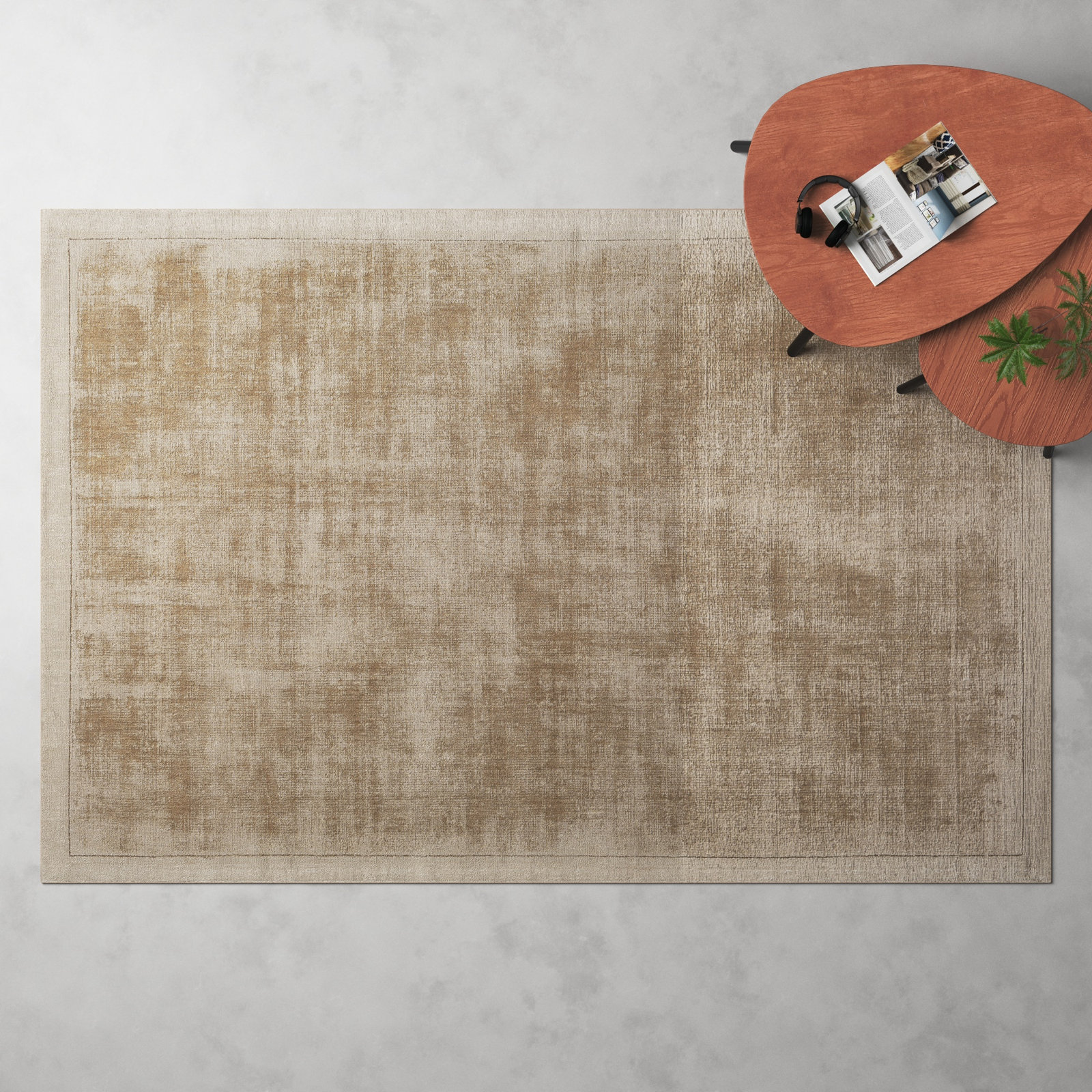 Mckinley Hand Loomed Viscose Taupe Rug, Rectangle 9' x 12'