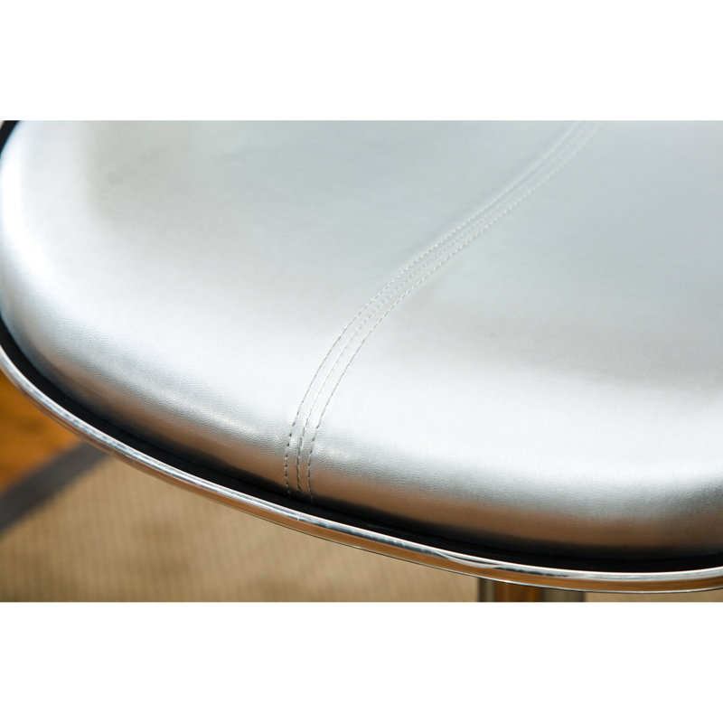 En argent, 2 pièces - base, siège pivotant avec revêtement en similicuir injecté réglable, rembourrage en mousse argentée, pivotant à 360 degrés, l 17,75 po x P 21,25 po x H 34,5 à 42,5 po