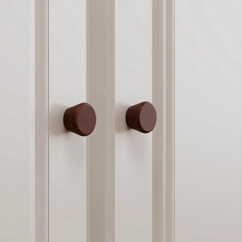Poignée d'armoire ronde en bois massif, Noyer, 1.77