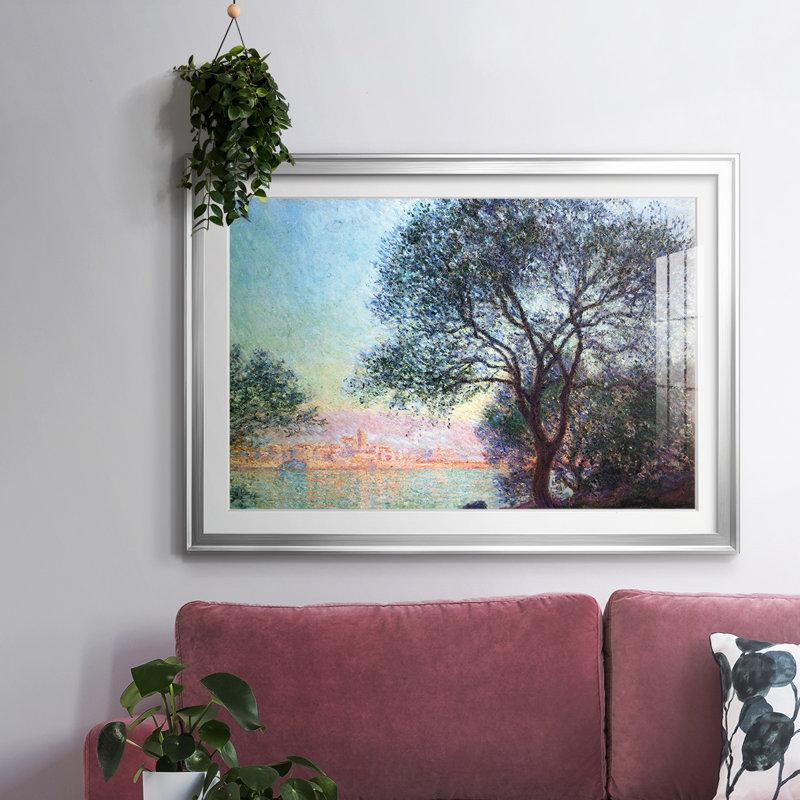 «Antibes Seen From La Salis», reproduction d'art encadrée sur papier par Claude Monet, Argent, H 27 po x l 39 po x P 1,5 po