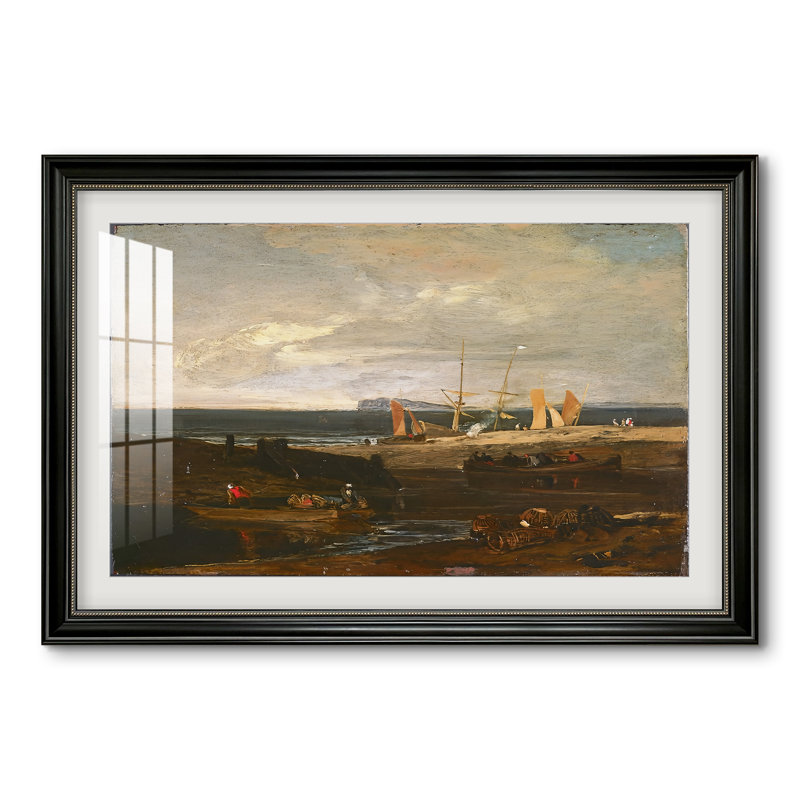 Scène sur la côte anglaise, vers 1798 - J.M.W. Turner - Estampe encadrée sur mesure, 28 po x 40 po, Perle noire mate