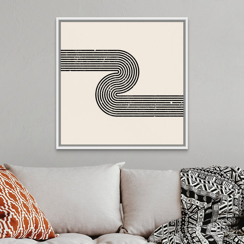 RetroGeo - Swirls III - reproduction sur toile, H 38 po x l 38 po x P 1,75 po, Cadre flottant blanc