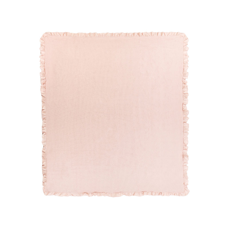 HATTON Cotton Solid Colour Bedspread, Pastel Pink, 220 x 220 cm Bedspread