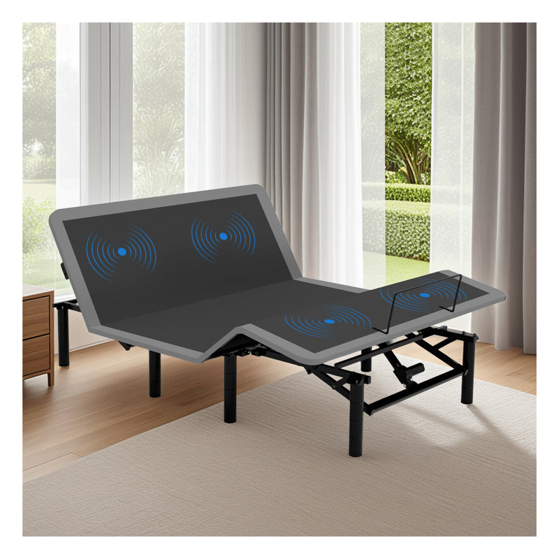 Queen Size Adjustable Bed Frame with Massage Function - Wireless Remote Control, USB Charging Ports, LED Night Light & Height-Adjustable Legs