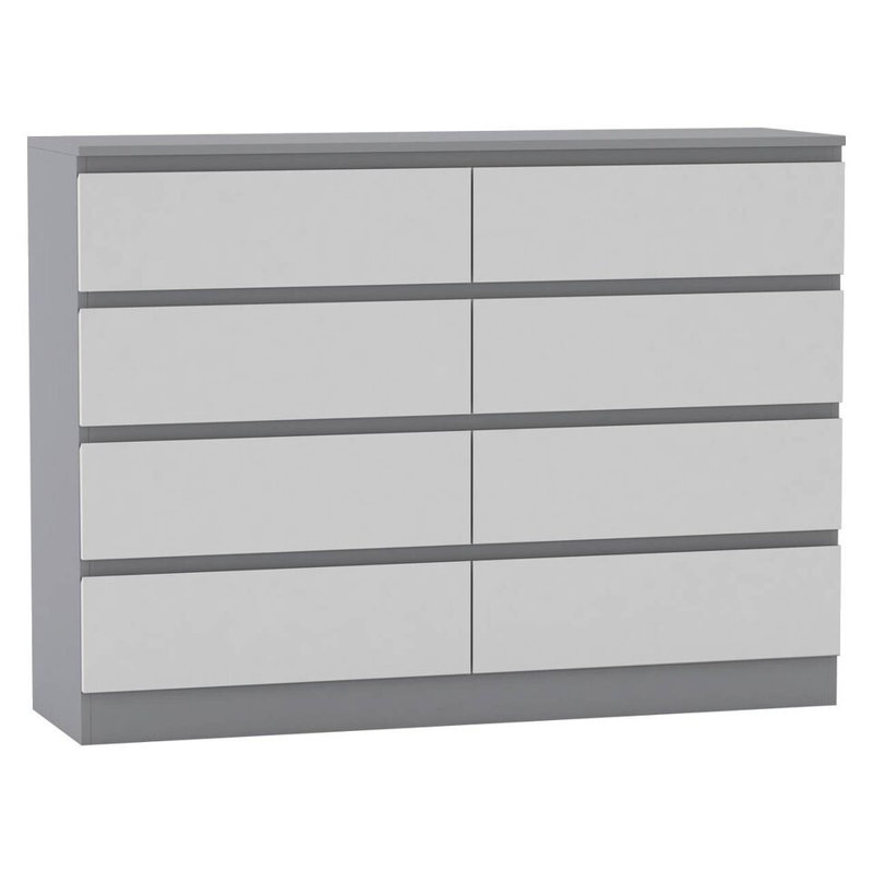Sinahi 120 cm W Chest of Drawers, Grey Carcass/White