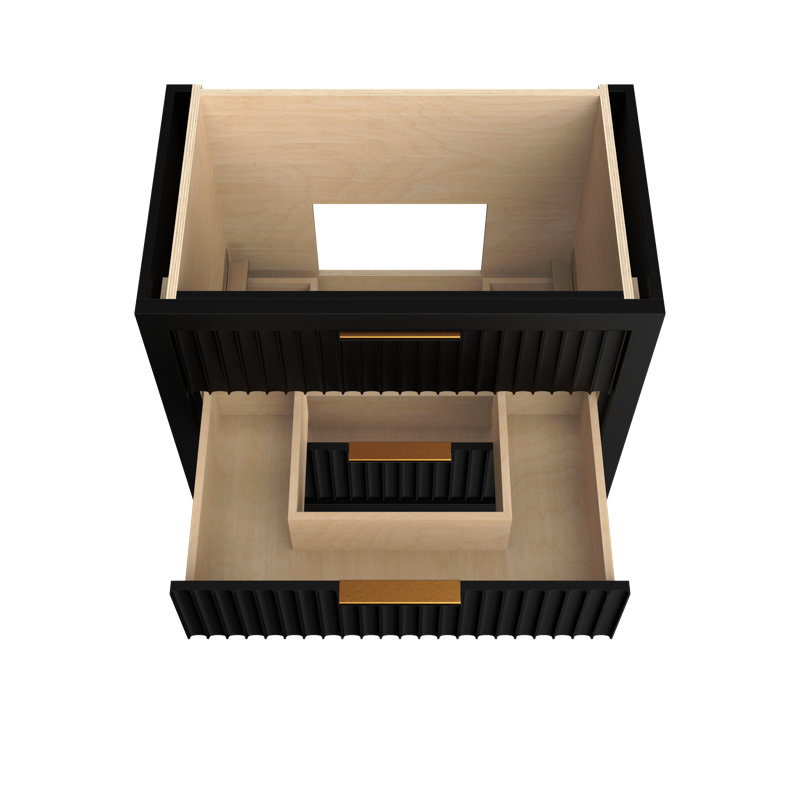 Lecrieú Three-Drawer Single Bath Vanity, Noir, Rose Gold, 36"