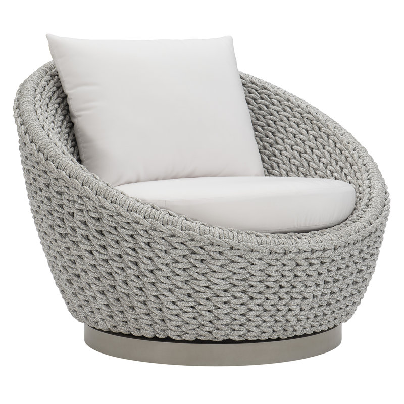 Bernhardt Exteriors Swivel Patio Chair with Cushions, White Sunbrella 6063-000
