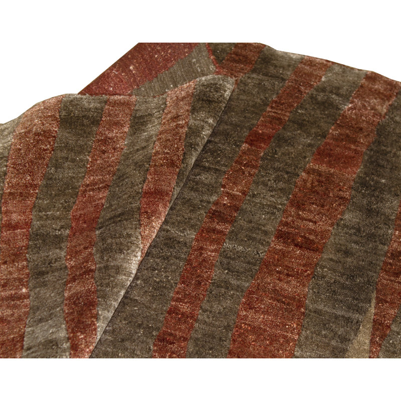 Windsom Striped Area Rug in Black/Rust/Gray