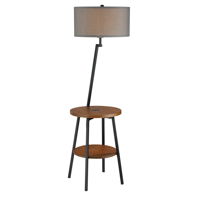 Hinojos 59'' Tray Table Floor Lamp, Gray, Silver