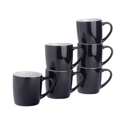 Argon Tableware - Mixed Coloured Coffee Mugs - 350ml - Pack of 6