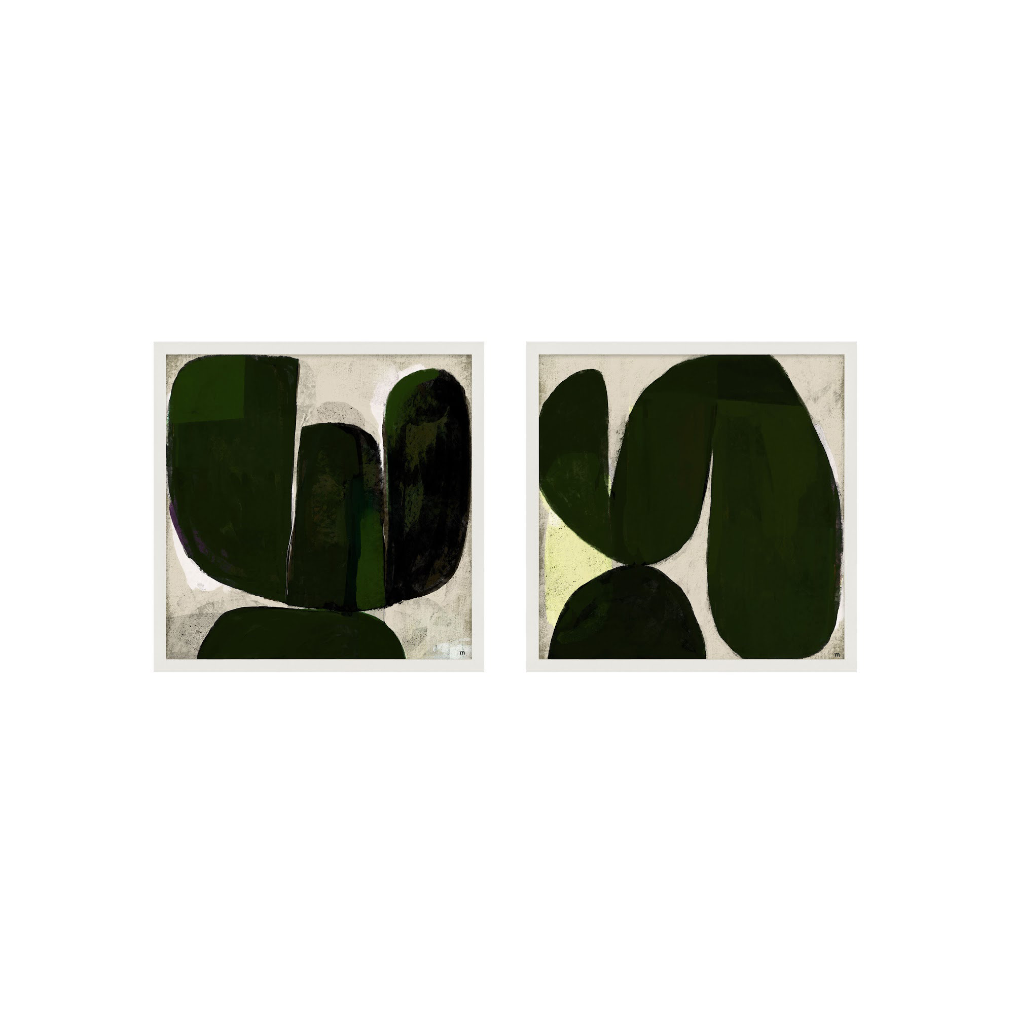 Succulent Set Of 2 by StudioM, White, 44" H x 44" W x 1.25" D