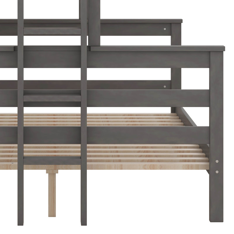 Wood Twin XL Over Queen Bunk Bed With Ladder