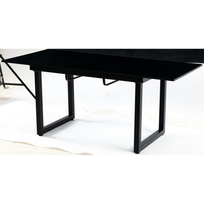 Black Square Living Room Table, Metal Leg, Modern And Elegant Leg , Decoration Choice