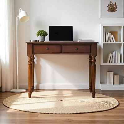 Rubber wooden desk with gourd shaped legs